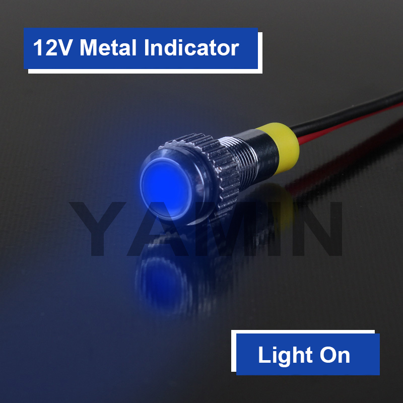 6 Mm Metalen Lampje 220V Led Signaal Lamp 6V 12V 24V Voeding Met 150mm Draad Connector Bespaar Elektriciteit: 12V Blue