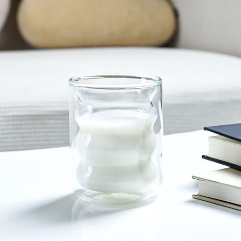 2pcs Color Spiral Glass Double Layer Cup Milk Cup Coffee Mousse Cup Glass Juice Cup Glass Drinkware Restaurant Household Bar