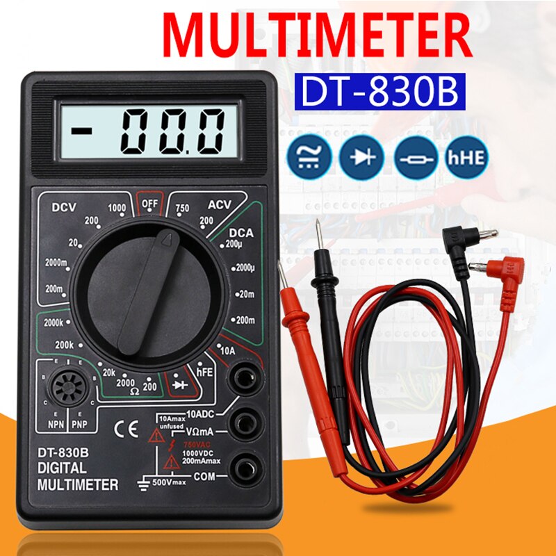 1SET LCD Digitale Multimeter AC/DC 750/1000V Digitale Mini Multimeter probe Voor Voltmeter Ampèremeter Ohm tester Meter Spanning Stroom