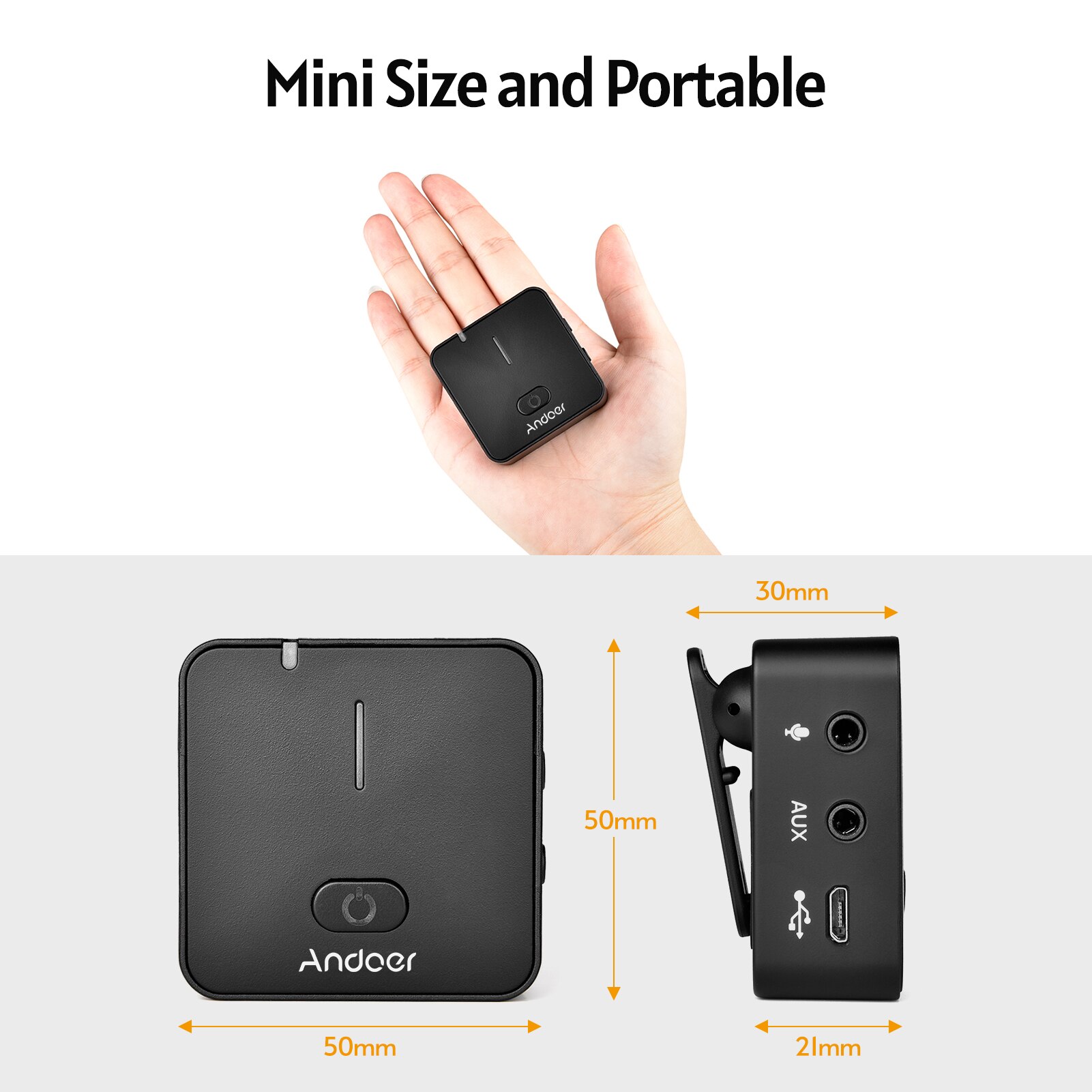 Andoer-micrófono inalámbrico MX5 2,4G, transmisor de grabación, receptor, Clip-on, Lavalier, para Smartphone, cámara DSLR, Vlog, vídeo