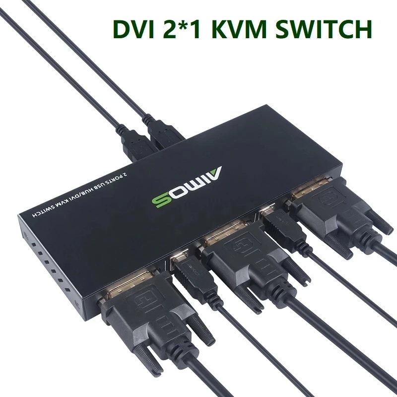 DVI 2 Ports KVM Switch 2 into 1 out DVI Line Engineering DVI-D Share 2 Computers with one Keyboard Mouse and one HD Monitor