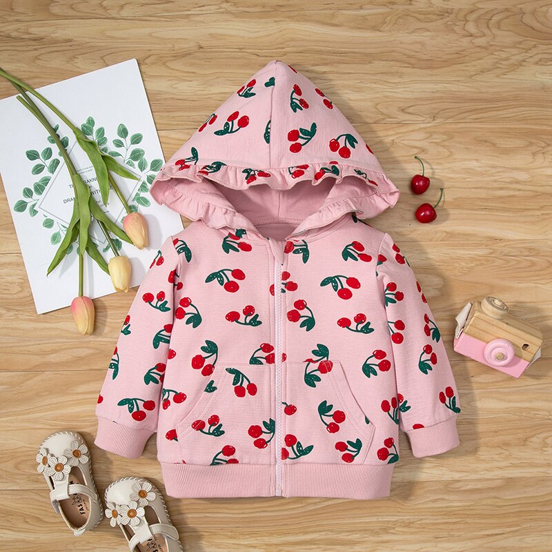 Baby Mädchen Oberbekleidung Kleidung Neugeborenen Baby Mädchen Baumwolle Jacke Gedruckt Mit Kapuze Jacke Rosa Kinder Mädchen Oberbekleidung 3-18M