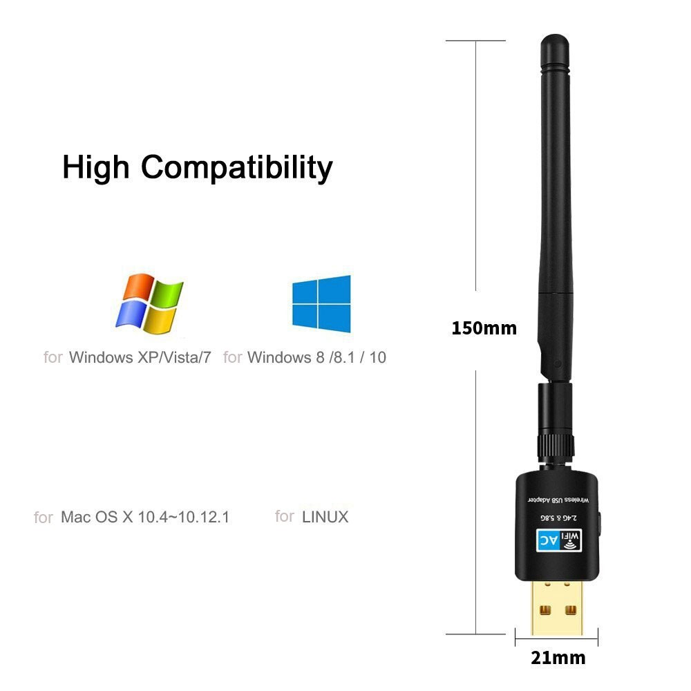 Usb wifi adapter 5,8 ghz ,  + 2,4 ghz wi-fi receiver, high speed 600 mbps wi-fi antenna, wireless pc network card 802,11 ac