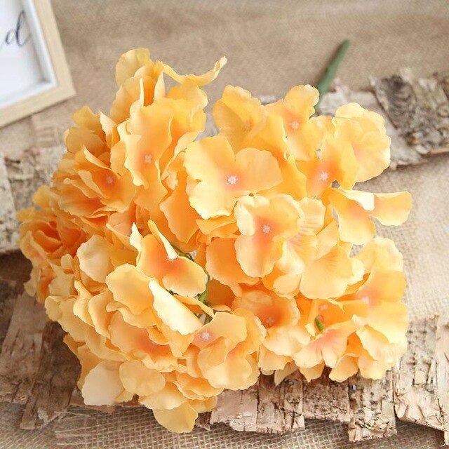 5 hoder bunt mallorca hortensia blomstergren simulering blomst bryllup dekorasjon rekvisitter blomstervegg hus fest dekor: Oransje