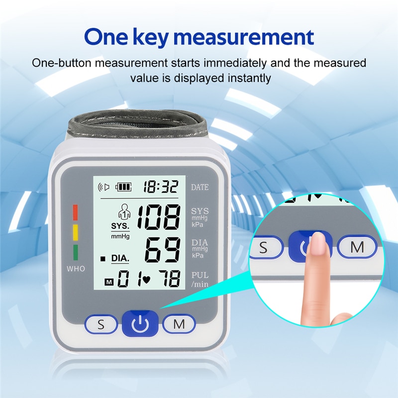 Monitor inteligente de presión arterial, esfigmomanómetro de muñeca, Monitor de presión arterial, pulsómetro, tonómetro portátil tensiometros digitales de brazo medidor de presión arterial baumanometro digital esfigmom