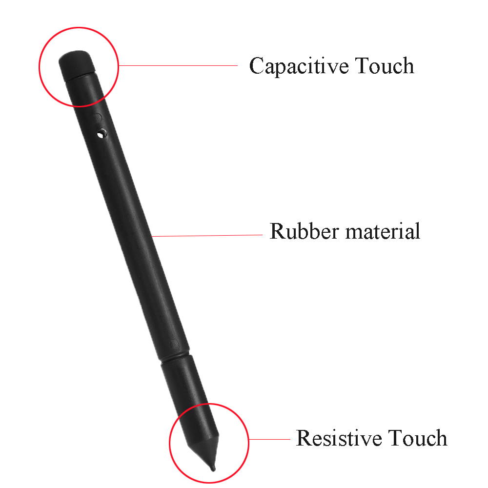 1PC 2 in1 Black Rubber Resistive Capacitive Stylus Screen Touch Pen For iPhone iPad Tablet GPS Mobile Phone Universal Touchpen