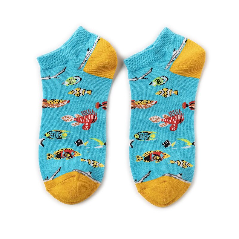 Hip hop trend sjove kvinder mænds korte sokker farverige personlighed tegneserie frugt dyr mønster skateboard sokker: 15