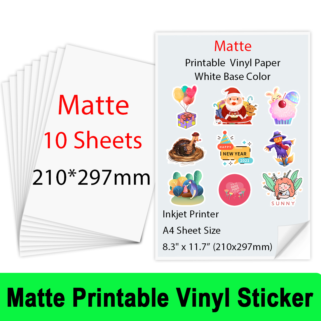 10 /20Sheets Matte Printable Vinyl Sticker Papier A4 Zelfklevende Kopieerpapier Inkjet Printer Papier Voor Inkjet printer Diy Ambachten: 10 Sheets Matte