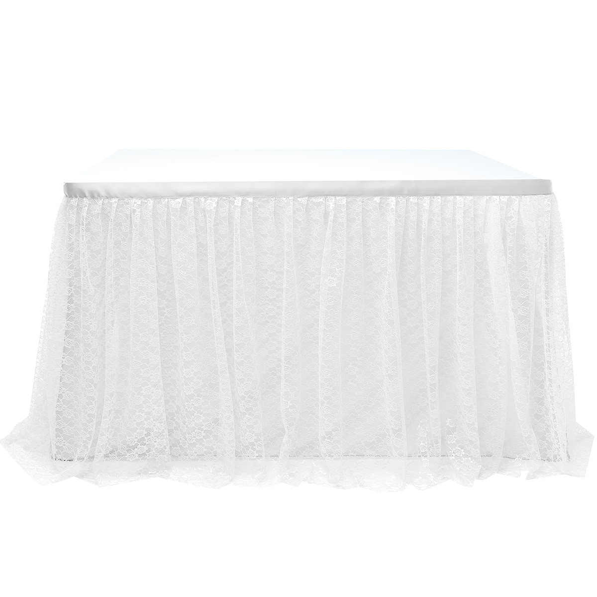 Falda de mesa de tutú de tul para boda, de cumpleaños, decoración festiva para Baby Shower: Blanco