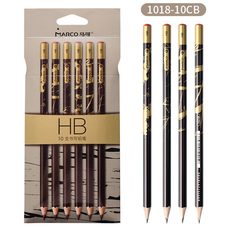 Conjunto de lápices de grafito para niños escolares con de artista HB de café lechoso a la de Andstal Marco: 10pcs Black Golden