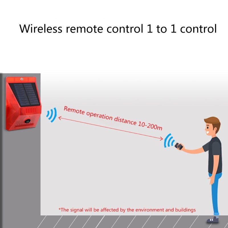 Solar Strobe Alarm Motion Detector with Remote Control Siren Multipurpose for Home Farm Chair Villa Security Device