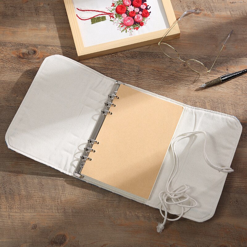 Traveler notebook Classic fabric soft cover Inner spiral bound Art Journal refillable Dotted&Blank pages Bullet journal, diary