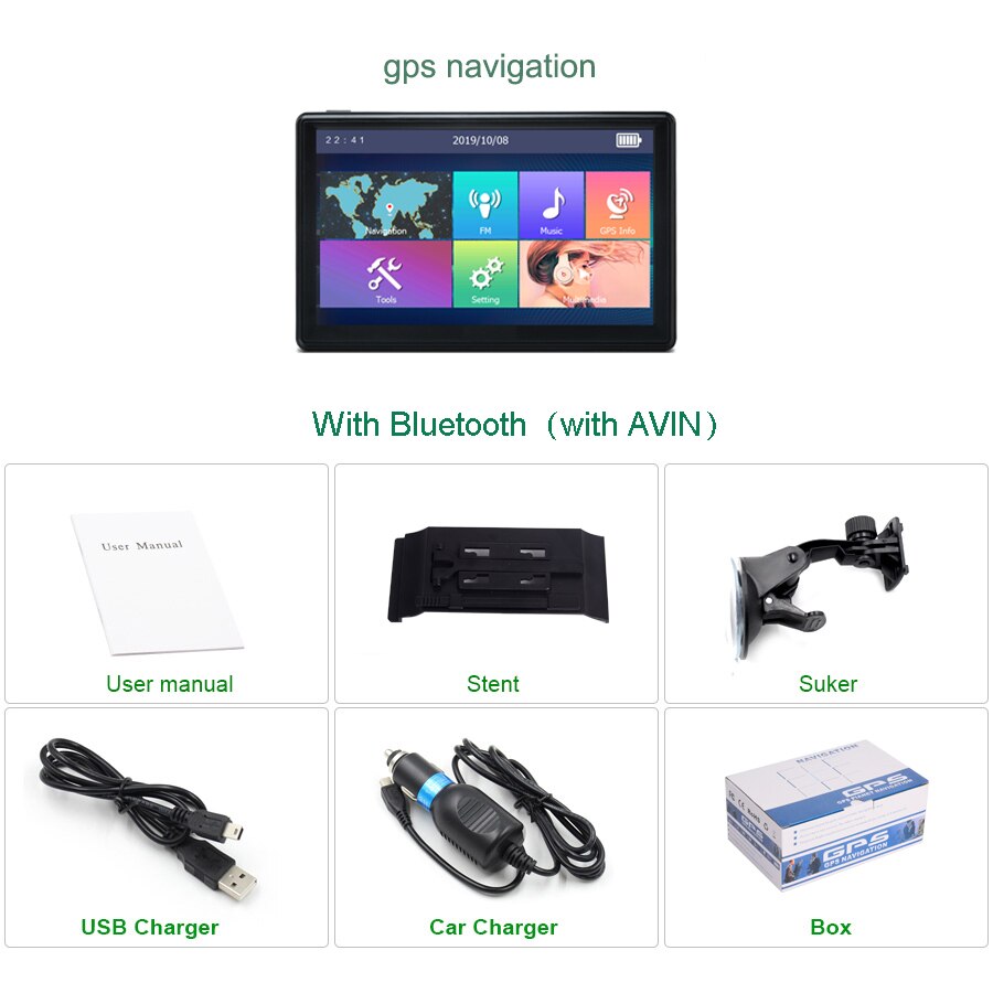 Anfilite 7 inch capacitief scherm vrachtwagen gps navigator  ce 6.0 256m 8gb bluetooth avin 800 mhz voertuig auto gps 3d navigatie