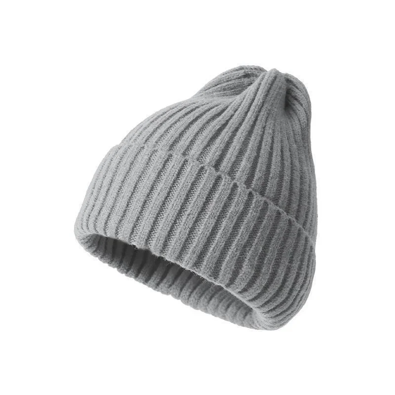 Gorro de invierno para mujeres, hombres, niños y niñas, gorro de ganchillo de Color sólido, gorros tejidos de otoño Unisex, gorros, accesorios salvajes: BLANCO