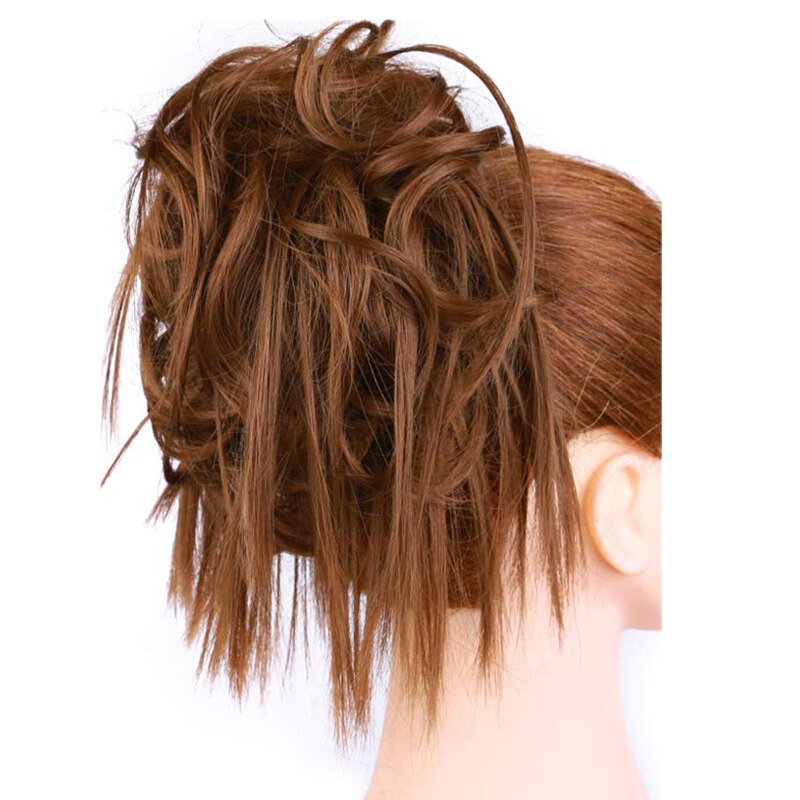 Messy Knot Chouchou Voor Vrouwen Haarstukje Extensions Synthetische Pruik Ring Wrap Chignon Zwart Bruin Hoge Temperatuur Fiber