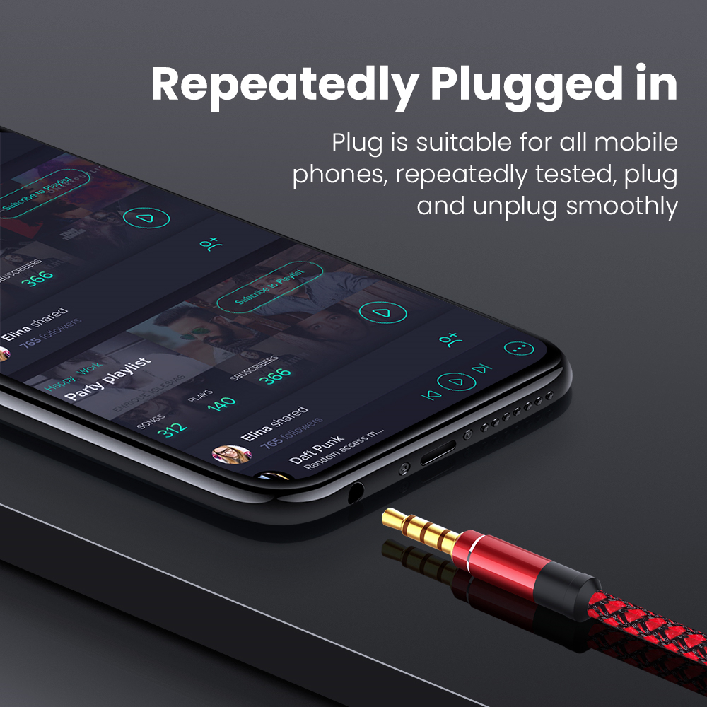 NNBILI 1.5M Jack 3.5mm Kabel audio Nylonowy oplot 3.5mm Samochodowy kabel AUX Przedłużacz słuchawek Kod do telefonu MP3 Samochodowy zestaw słuchawkowy Głośnik