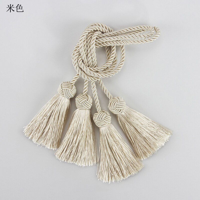 Accesorios de cortina con borlas para decoración del hogar, cuerda de soporte de hebilla de cortina, tejido hecho a mano, 1 par: Rojo