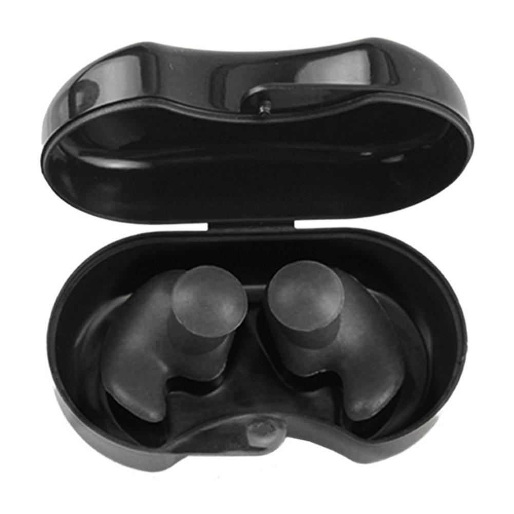 2Pcs Zwemmen Oordopjes Waterdicht Herbruikbare Siliconen Oordopjes Voor Zwemmers Douchen Baden: Black