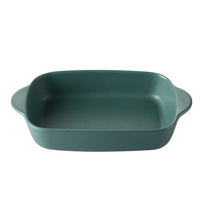 Ceramic Plate Household Bina Baking Tray Oven Plate Dish Risotto Dish Restaurant Cheese Rice Dish Deep Dish Wy1162010: Green