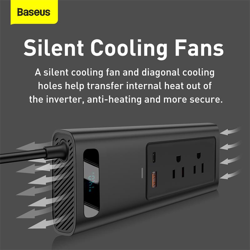Baseus 150W Auto Omvormer Ac Dual Port Universele 12V Outlets Voor Auto Stofzuiger Heater Auto-Oplader adapter Voor Telefoons Tabletten