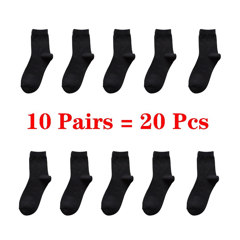 10 par= 20 stk business casual bomuld hvide sokker mænd forår efterår vinter ensfarvede crew sokker mandlige åndbare strømper meias: 1