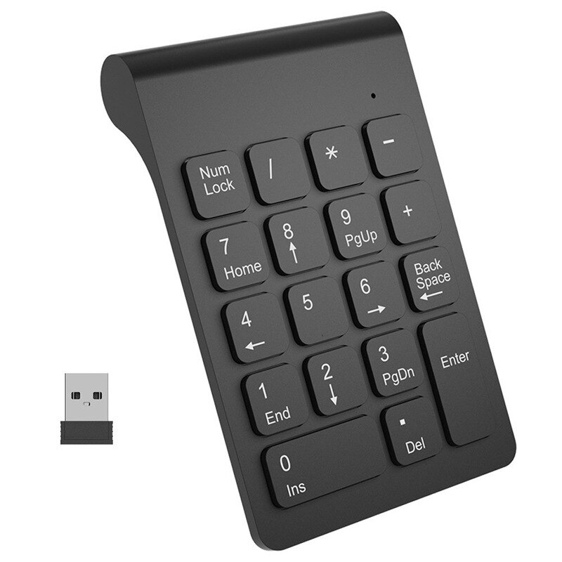 Wireless 2.4GHz 18 Keys Number Pad Numeric Keypad Keyboard for Laptop PC & Mac: Black