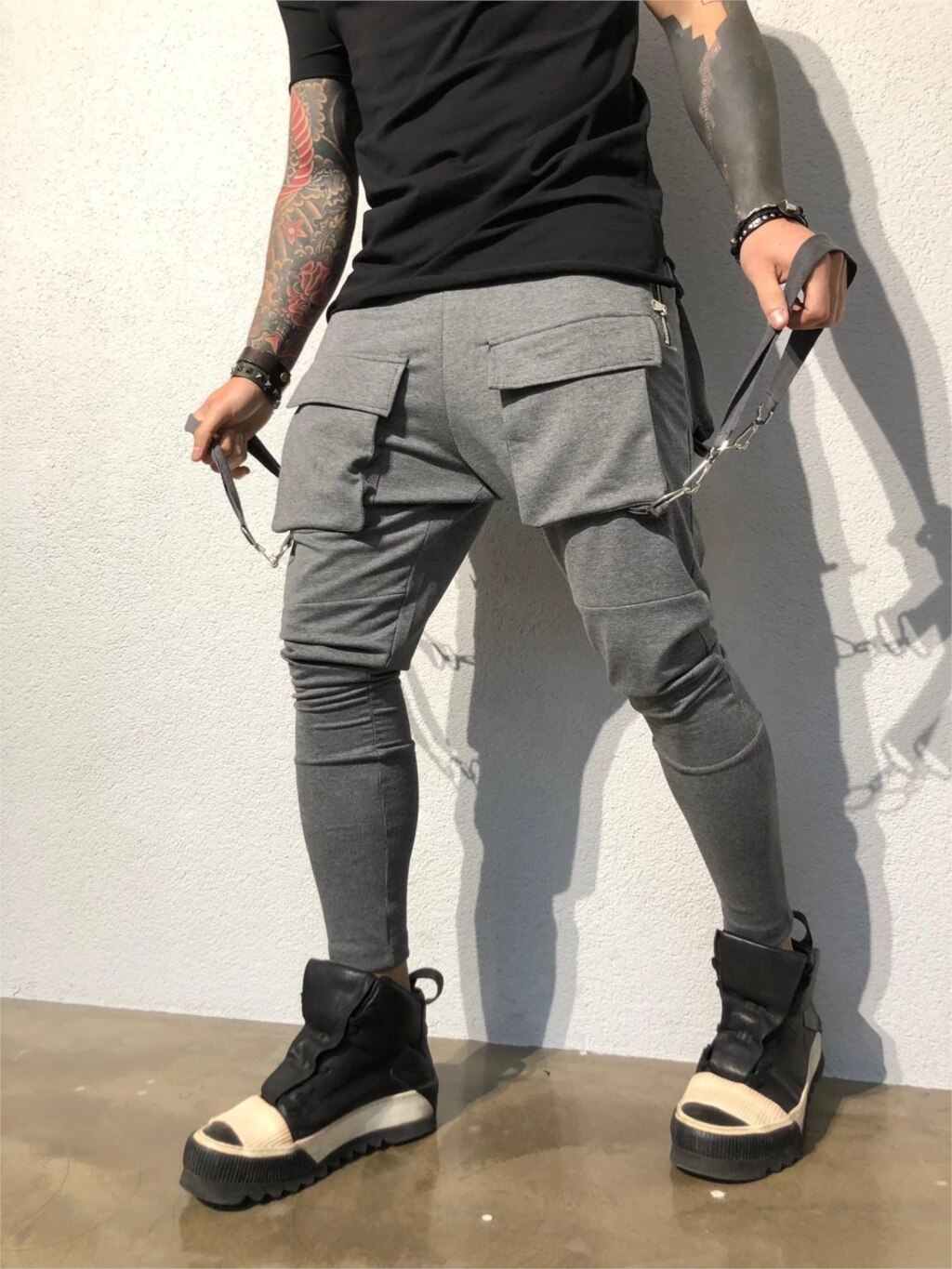 Mannen Fitness En Fitness Broek Pocket Band Stiksels Casual Broek