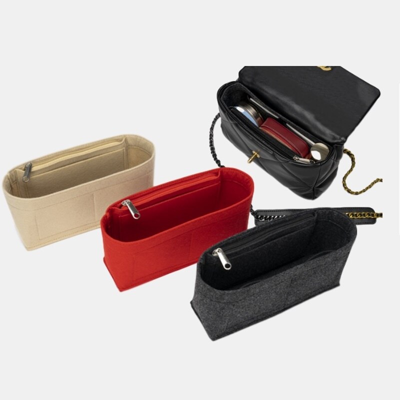 Für 19 Klappe tasche Handtasche Filz Tuch Legen Tasche Organizer machen-hoch Handtasche Organizer Reise Innere Geldbörse Tragbare Kosmetik Taschen