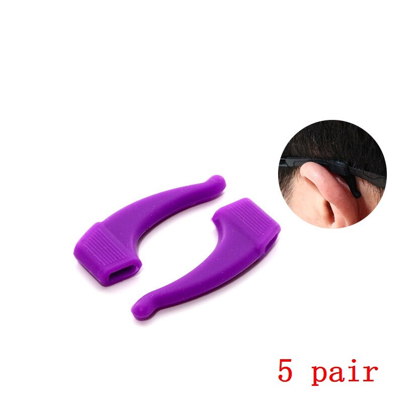 ZRHUA 5 Pair Eyeglass Anti-slip Earmuffs Silicone Holder Spectacle Glasses Eyewear Accessories Glasses Anti-slip Ear Hooks: purple