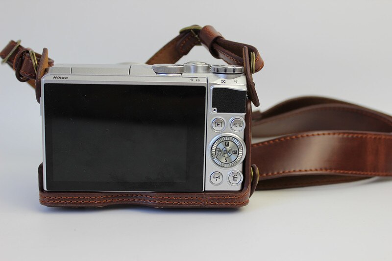 Funda de cuero PU de lujo para cámara Nikon 1 J5, 1J5, lente de 10-30mm, , con correa, batería abierta, nueva
