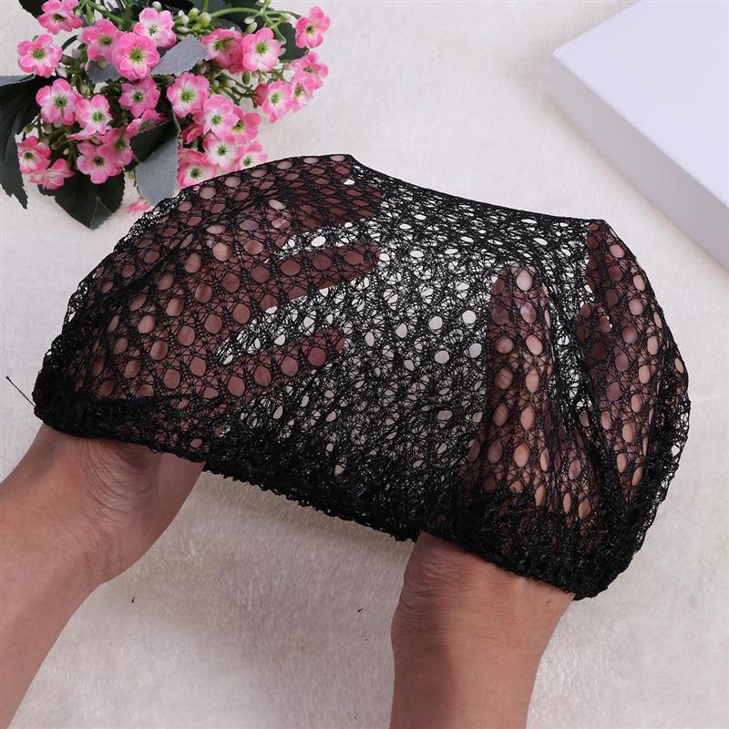 12 Pcs Disposable Mesh Cap Black Hair Net Caps Elastic Free Size Head Covers for Cosmetics Kitchen Cooking Home