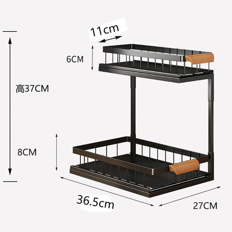 Organizadores y almacenamiento debajo del fregadero de 2 niveles con cajón deslizante, estante de baño multiusos, organizador para almacenamiento de cocina y baño