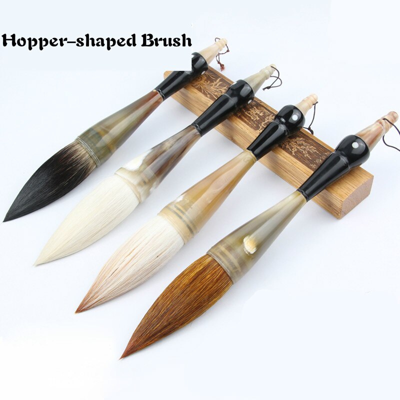Chinese Traditional Calligraphy Brushes Pen Weasel Multiple Hairs Writing Couplets Hopper-shaped Brush The Scholar&#39;s Four Jewels