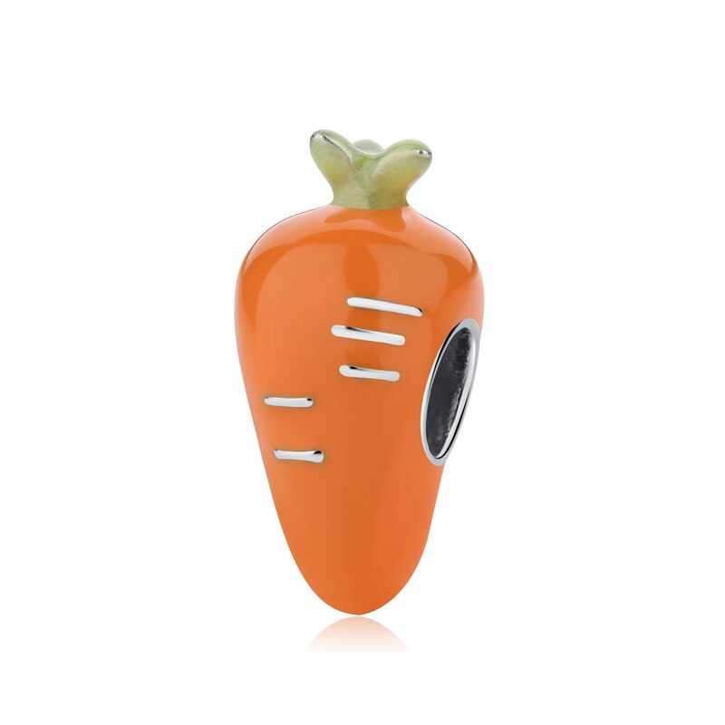 Authentieke 100% 925 Sterling Silver Bead Charm Wortel Bedels Liefde Konijn Oranje Emaille Fit Armbanden Vrouwen Fijne Sieraden: Oranje
