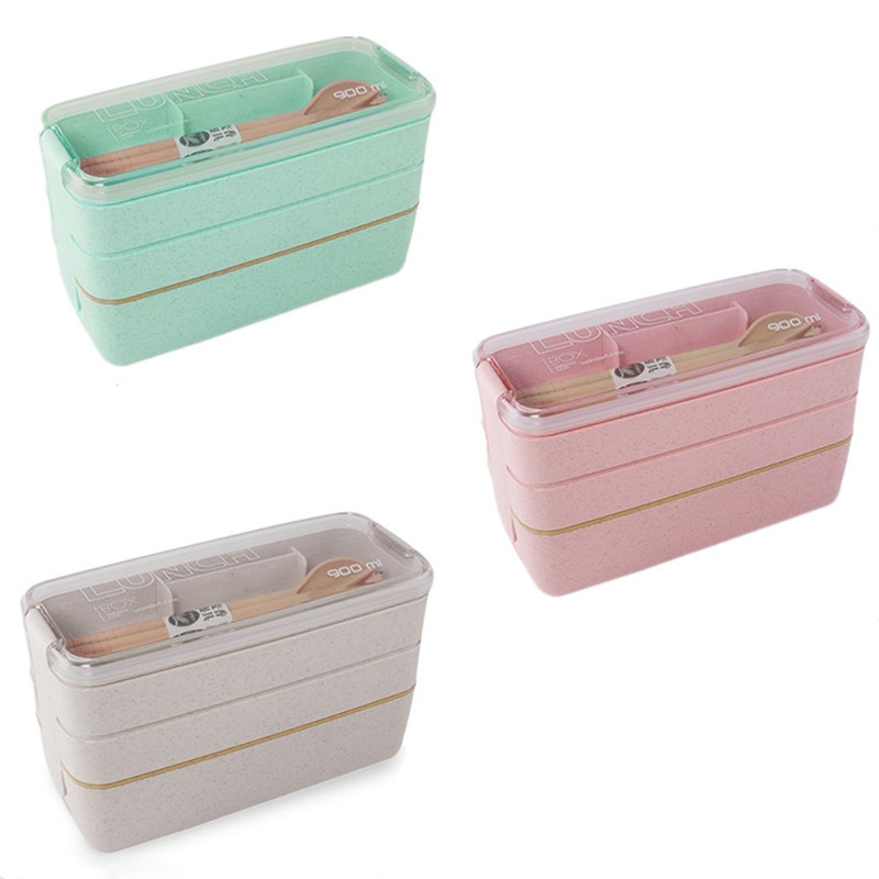 Sales 900ml Portable 3 Layer Healthy Lunch Box Food Container Microwave Oven Lunch Bento Boxes Lunchbox