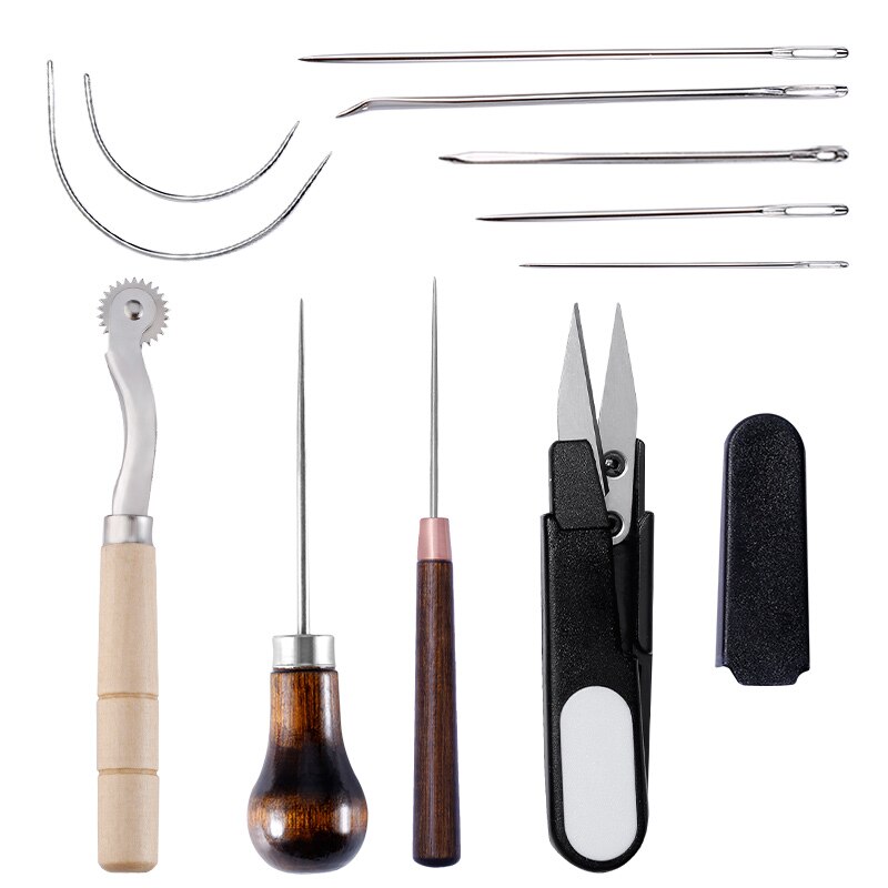 LMDZ 250m Leder Gewachst Faden Leder NäHenne Nähen Nadeln Kupfer Bohren Ahlen Verfolgung Rad Garn Schere für DIY Handwerk: Typ 2