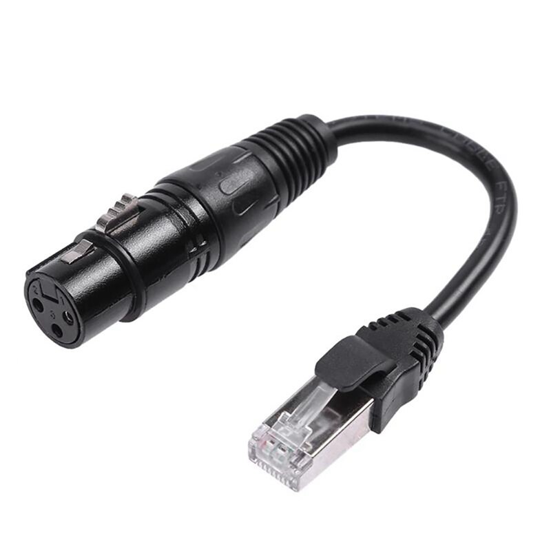 XLR3 to RJ45 Network Cable Female Port XLR Head to Network Cable Extension to XLR Male LED Light Cable