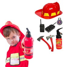 Jungen Feuerwehrmann Rolle Spielen Haus Spielen Spiel Cosplay Feuer Bahnhof Koch Kostüm freundlicher freundlicher Kostüm Kleid-hoch einstellen (5Stck)