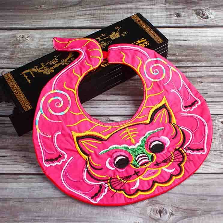 Baberos de tigre rojo bordado tradicional chino, buenos deseos y suerte para bebés de 0 a 2 años, Ropa Para eructos: E