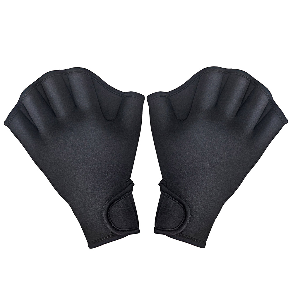 Guantes de natación resistentes al agua para Fitness, Manoplas sin dedos de entrenamiento, Aqua Fit, BN99, 1 par, novedad: Negro / L