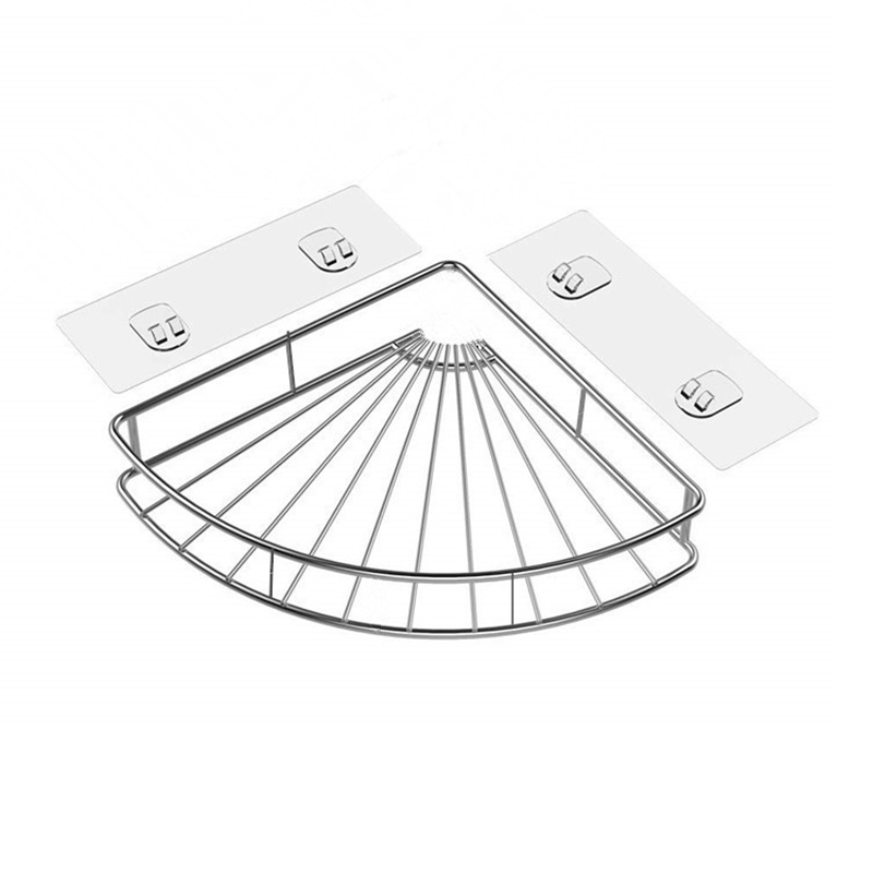 Stainless Steel Shower Corner Caddy Bathroom Shower Corner Shelf Self Adhesive with Glue or Wall Mount