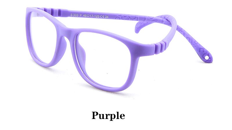 Gafas de bloqueo de luz azul para niños, lentes ópticas de ordenador de silicona transparentes para niños, gafas de luz azul: Purple