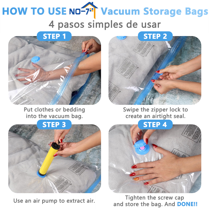 Sacchetto sottovuoto per vestiti, sacchetto sottovuoto con pompa, elementi essenziali per il viaggio, sacchetti salvaspazio per trapani, coperte, organizer per riporre oggetti