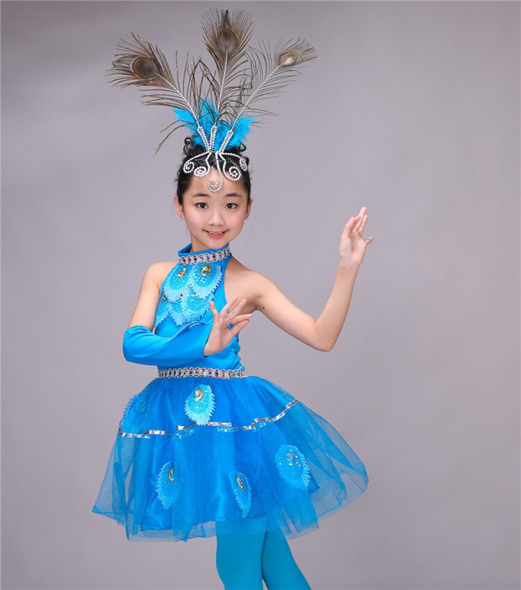 Nuevos niños Dai trajes de baile niñas trajes niñas Pavo Real baile nacional chino trajes niñas danza nacional