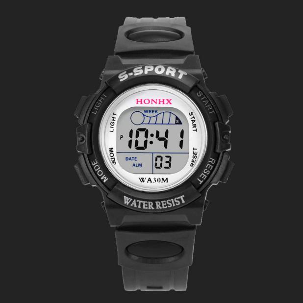 Waterproof Children Boys Digital LED Sports Watch Kids Alarm Date Watch Birthday Children Watch reloj: A