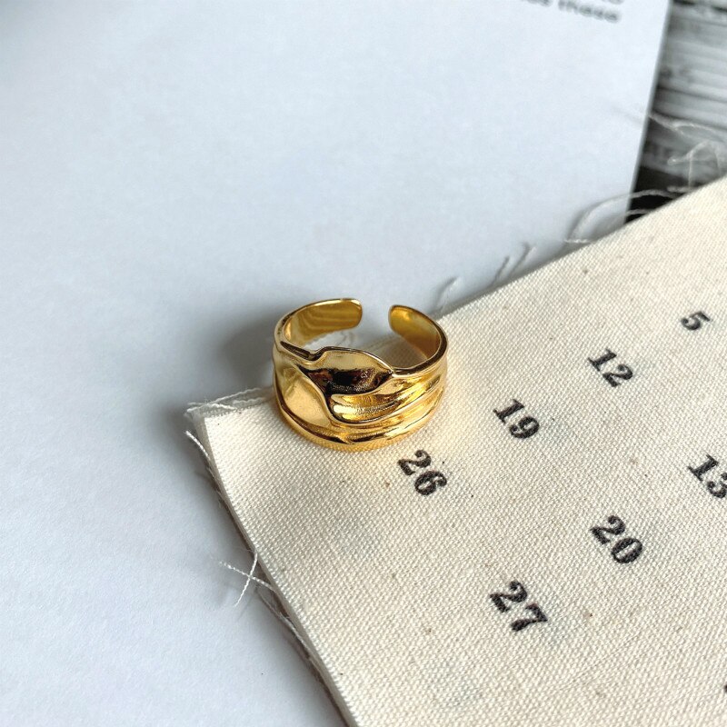 S'steel 925 sterling sølv ringe til kvinder enkle uregelmæssige guldring anillos plata 925 til mujer bague argent fine smykker
