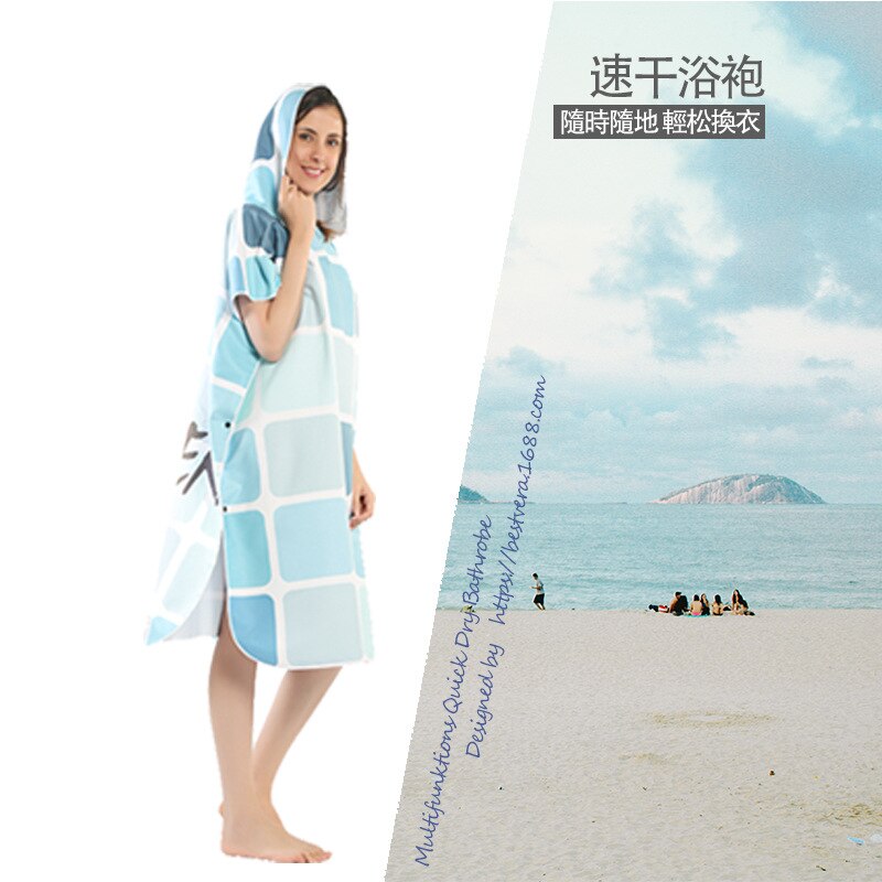 Szybkoschnący szlafrok kąpielowy, ręcznik plażowy z kapturem, ręcznik plażowy dla dorosłych, ponczo, ręczniki damskie, męskie, peleryna robić pływania: 16
