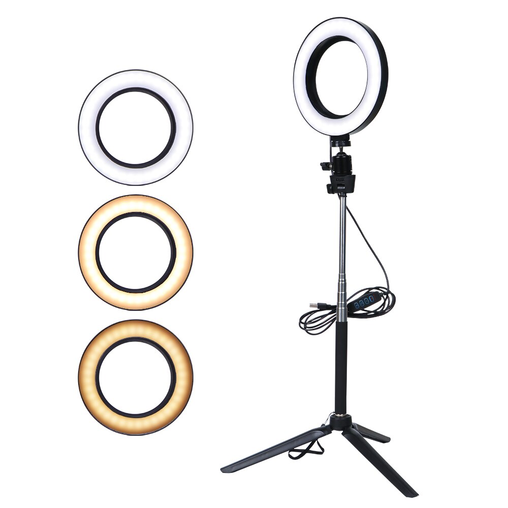 LED Selfie Ring Light Dimmable LED Ring Lamp Photo Video Camera Phone Light Ring Light Fill Light With Telescopic Bracket