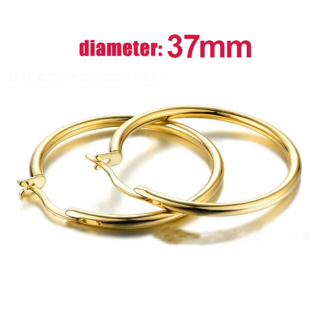 3,0 CM Mittel Kreis Klassische Band Ohrringe Rose Gold Farbe Keine Stein Für Frauen Party Arbeit oben ZYE780: Gold Farbe 37mm