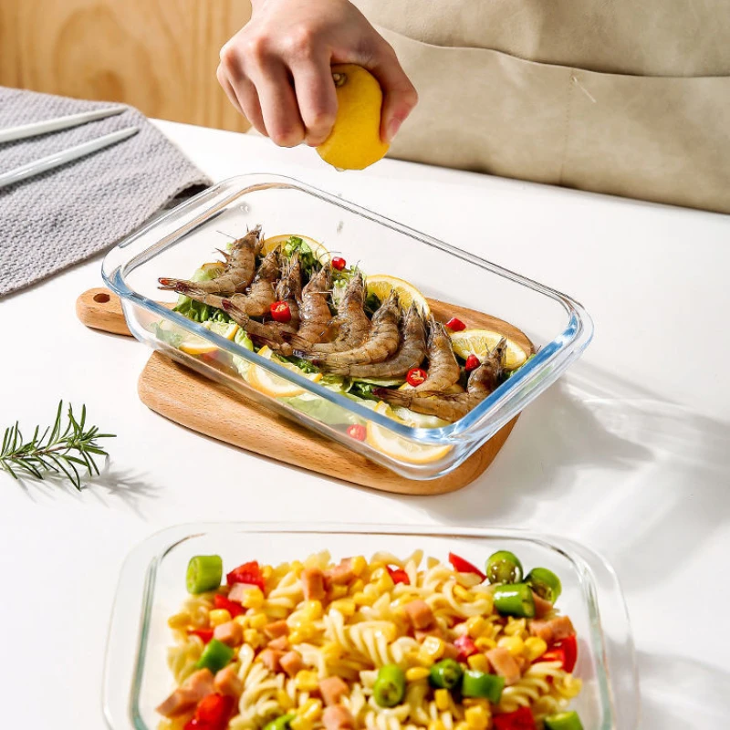 Plato de vidrio para hornear, bandeja para horno, herramientas y accesorios de cocina, utensilios de cocina, sartenes